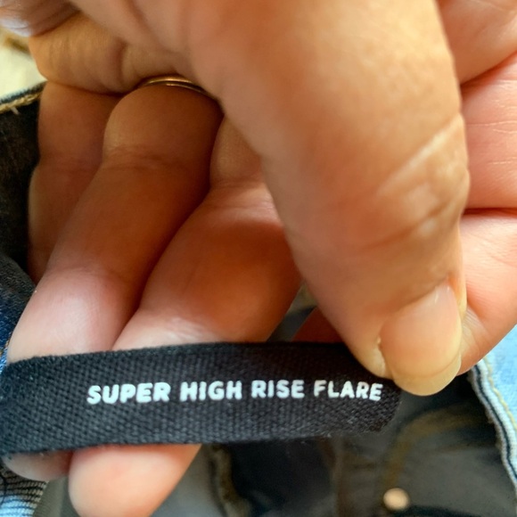 Women’s Size 12 Large Light Blue wash Flare Denim Jeans Super High Rise Y2K 70’s - Picture 5 of 7